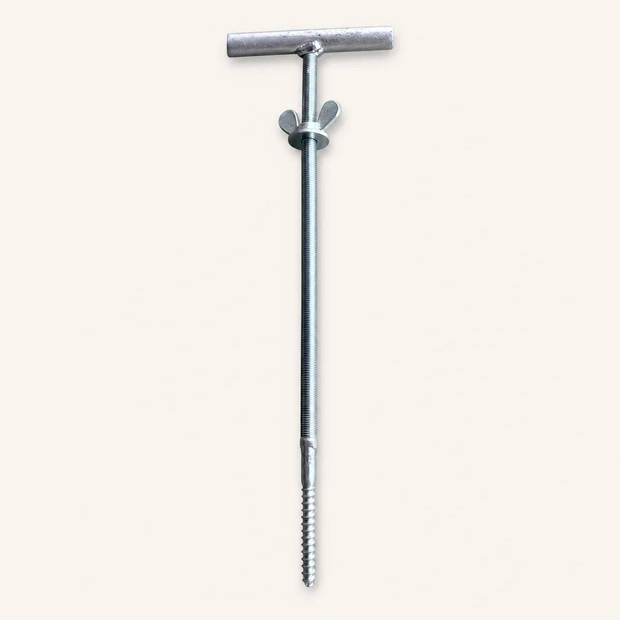 Metalen schroefpin voor professioneel rietdekkerswerk op neutrale achtergrond